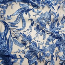 Ткань Сетка с вышивкой (сизый)